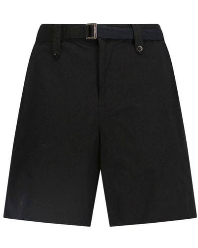 Sacai Belted Straight-leg Chino Shorts - Black