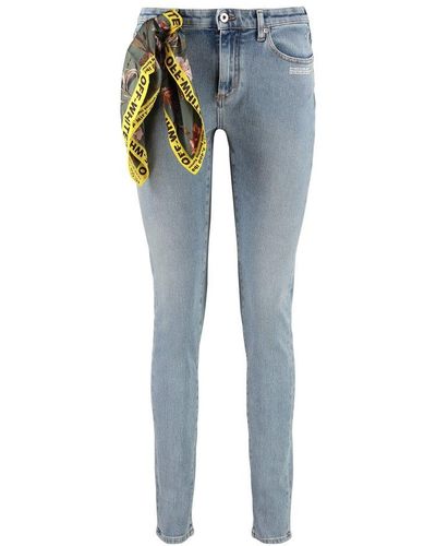 Off-White c/o Virgil Abloh Printed Foulard Detail Skinny Jeans - Blue