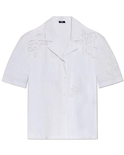 Versace Sangallo-embroidered Short-sleeved Shirt - White