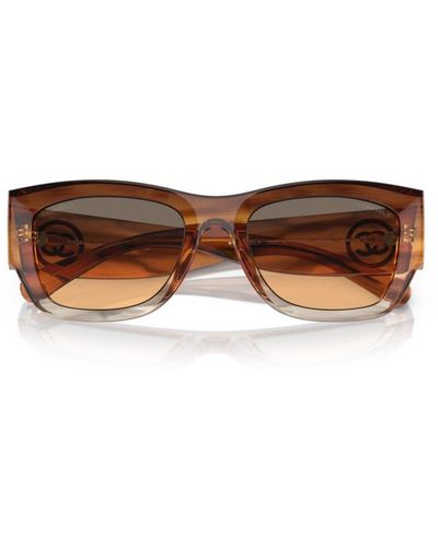 Chanel Rectangular Frame Sunglasses - Brown