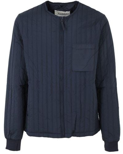 Rains Long Sleeved Zip-up Quilted Jacket - Blue