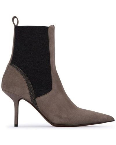 Brunello Cucinelli Pointed Toe Ankle Boots - Brown