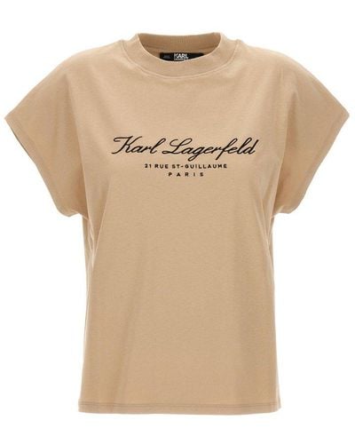 Karl Lagerfeld Logo Signature T-shirt - Natural