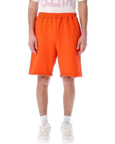 Aries Logo Printed Straight Leg Track Shorts - Orange