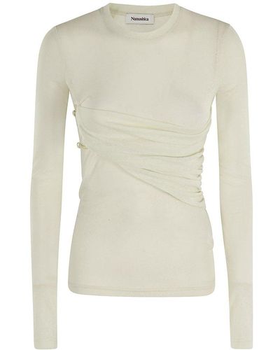 Nanushka Deva Draped Mesh Top - Natural