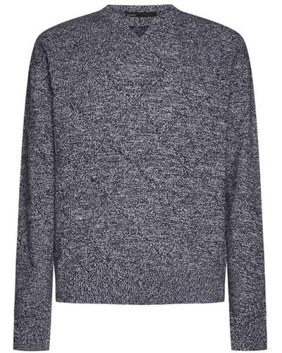 Neil Barrett Long Sleeved V-neck Knitted Sweater - Grey