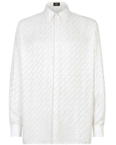 Fendi O'lock Motif Buttoned Shirt - White