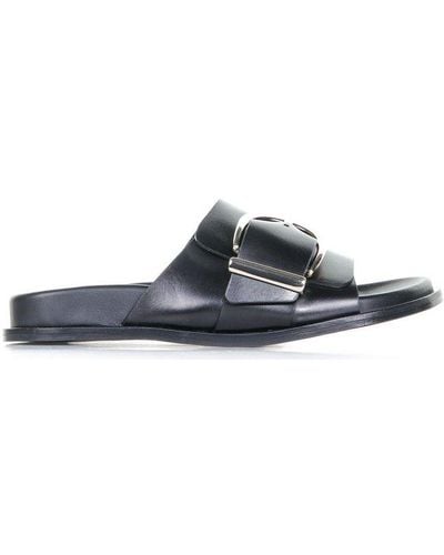 Guglielmo Rotta Buckle Detailed Flat Sandals - Black