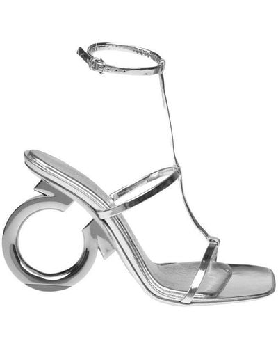 Ferragamo Elina Gancini Heeled Sandals - Metallic