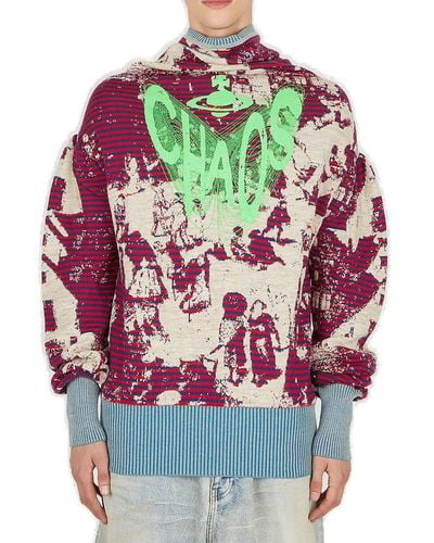 Vivienne Westwood High-neck Graphic Printed Sweater - Grey