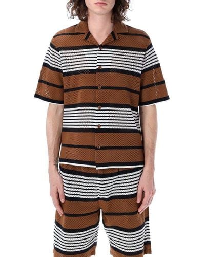 Burberry Striped Pattern Short-sleeved Shirt - Brown