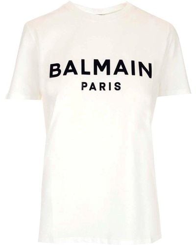 Balmain Logo Print Cotton Jersey T-shirt - White