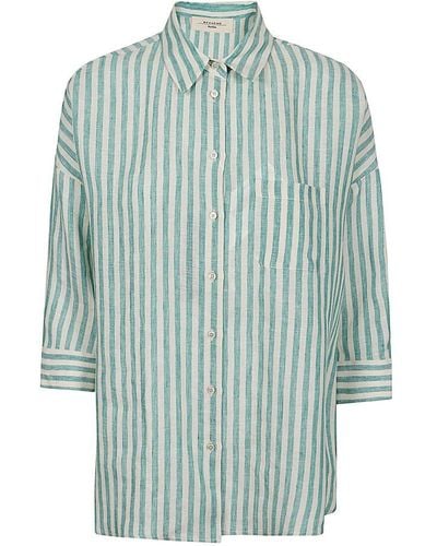 Weekend by Maxmara Butterfly Patterned Striped Shirt - Blue