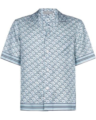 Dior Dior Oblique Pixel Hawaiian Shirt - Blue