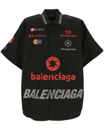 Balenciaga Logo Printed Short-sleeved Shirt - Black