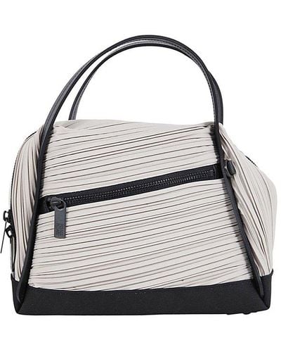 Beige Pleats small technical-pleated tote bag