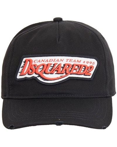 DSquared² Distressed Logo Patch Baseball Cap - Black