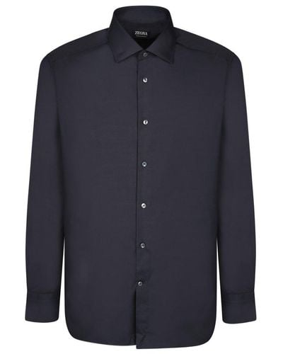 Zegna Long-sleeved Buttoned Shirt - Blue