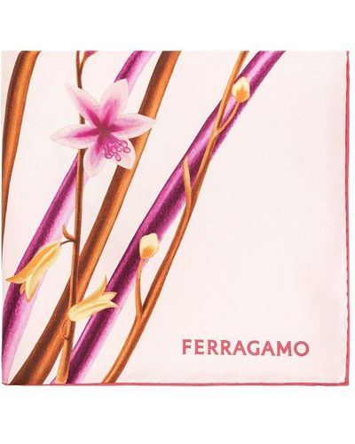 Ferragamo Silk Shawl With Floral Motif - Pink