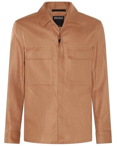 ZEGNA Concealed Fastened Overshirt - Brown