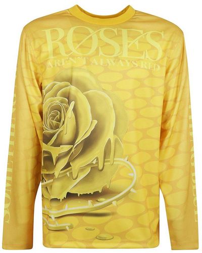 Burberry Rose-printed Crewneck Jersey T-shirt - Yellow