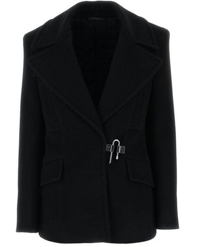 Givenchy U-lock Buckle Quilted Peacoat - Black