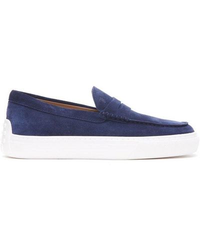 Tod's Gommino Round Toe Penny Loafers - Blue