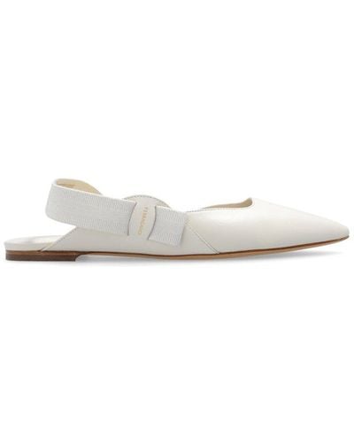 Ferragamo Vara Bow Pointed-toe Flat Shoes - White