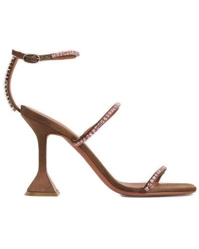 AMINA MUADDI Gilda Embellished Sandals - Brown