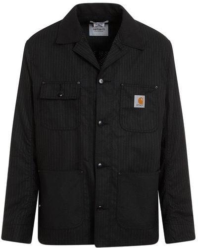Junya Watanabe Striped Button-up Jacket - Black
