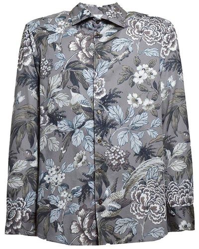 Etro Floral-printed Button-up Shirt - Gray