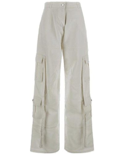 ANDREA ADAMO High Waist Wide-leg Cargo Trousers - Grey