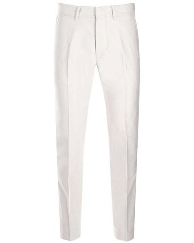 Tom Ford Logo Patch Straight-leg Tailored Pants - White