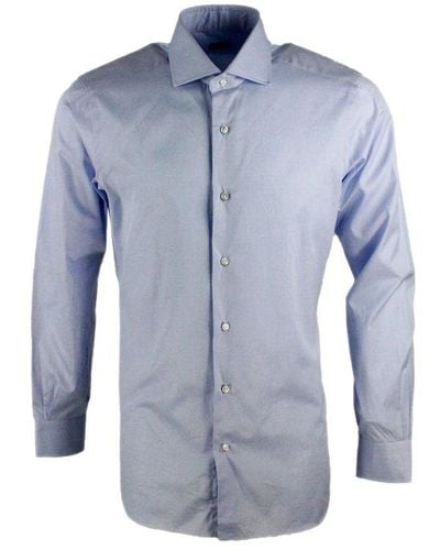 Barba Napoli Long-sleeved Button-up Shirt - Blue