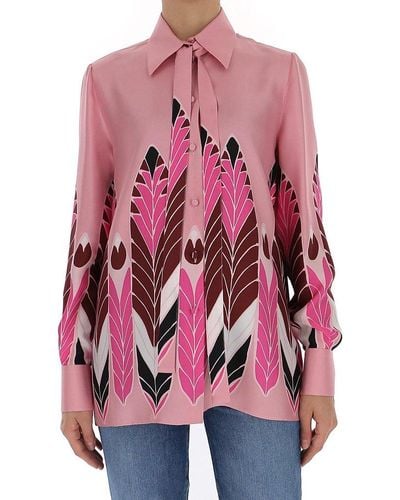 Valentino Pop Feathers Printed Shirt - Pink