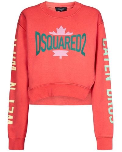 DSquared² Logo Printed Crewneck Sweatshirt - Red