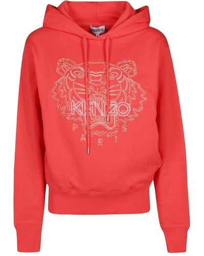 KENZO Tiger Embroidered Hoodie - Pink