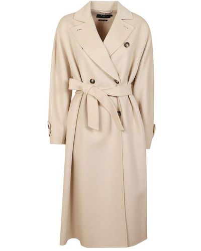 Weekend by Maxmara Double-breasted Belted Coat - Natural