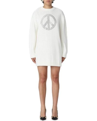 Moschino Peace Symbol Short Oversized Dress - White