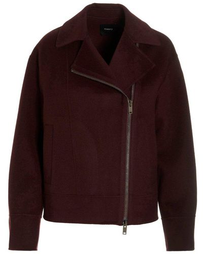 Theory Moto Off-centre Zipped Jacket - Red
