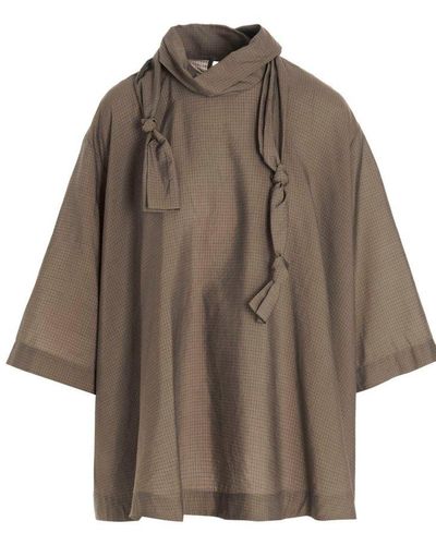 Lemaire Knotted Scarf Shirt - Brown