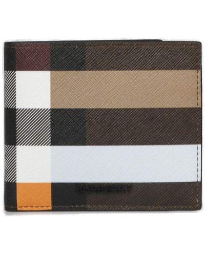 Burberry Colour Block Check Bifold Wallet - Grey