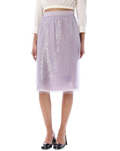 Prada Layered Logo Patch Skirt - Purple