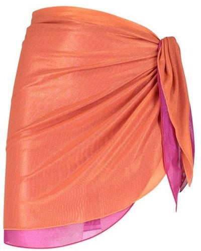 Oséree Side-tie Layered Mini Skirt - Orange