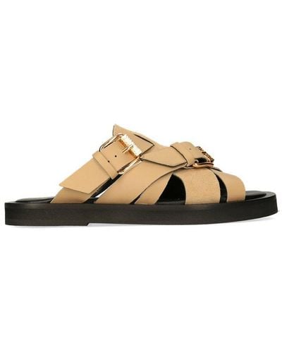 Moschino Buckled Open-toe Slides - Natural