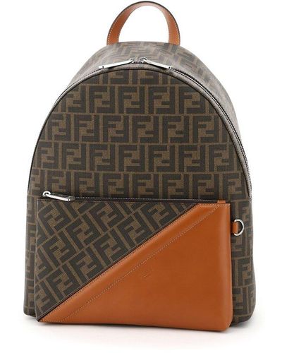 Fendi Ff Motif Backpack - Brown