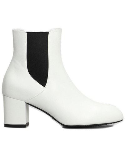 Stuart Weitzman Yuliana Pointed Toe Ankle Boots - White