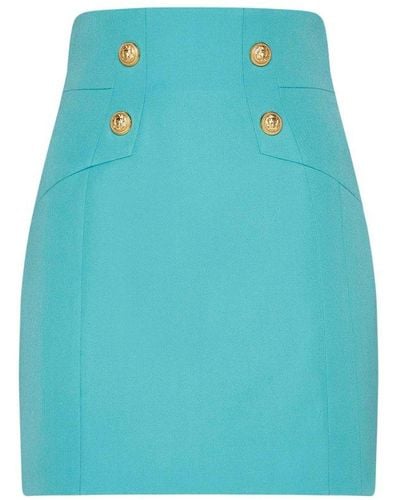 Balmain Wool Miniskirt - Blue