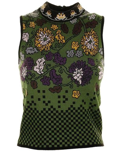 KENZO Archive Floral Mock Neck Sweater - Green