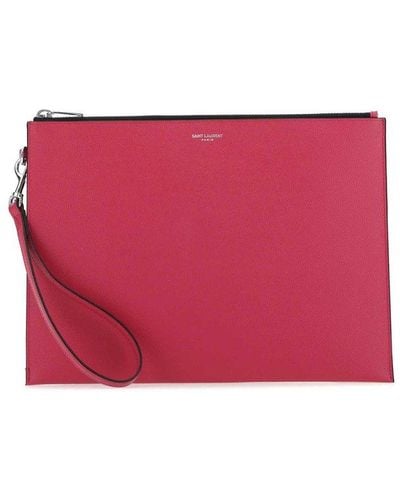 Saint Laurent Zipped Tablet Holder - Pink